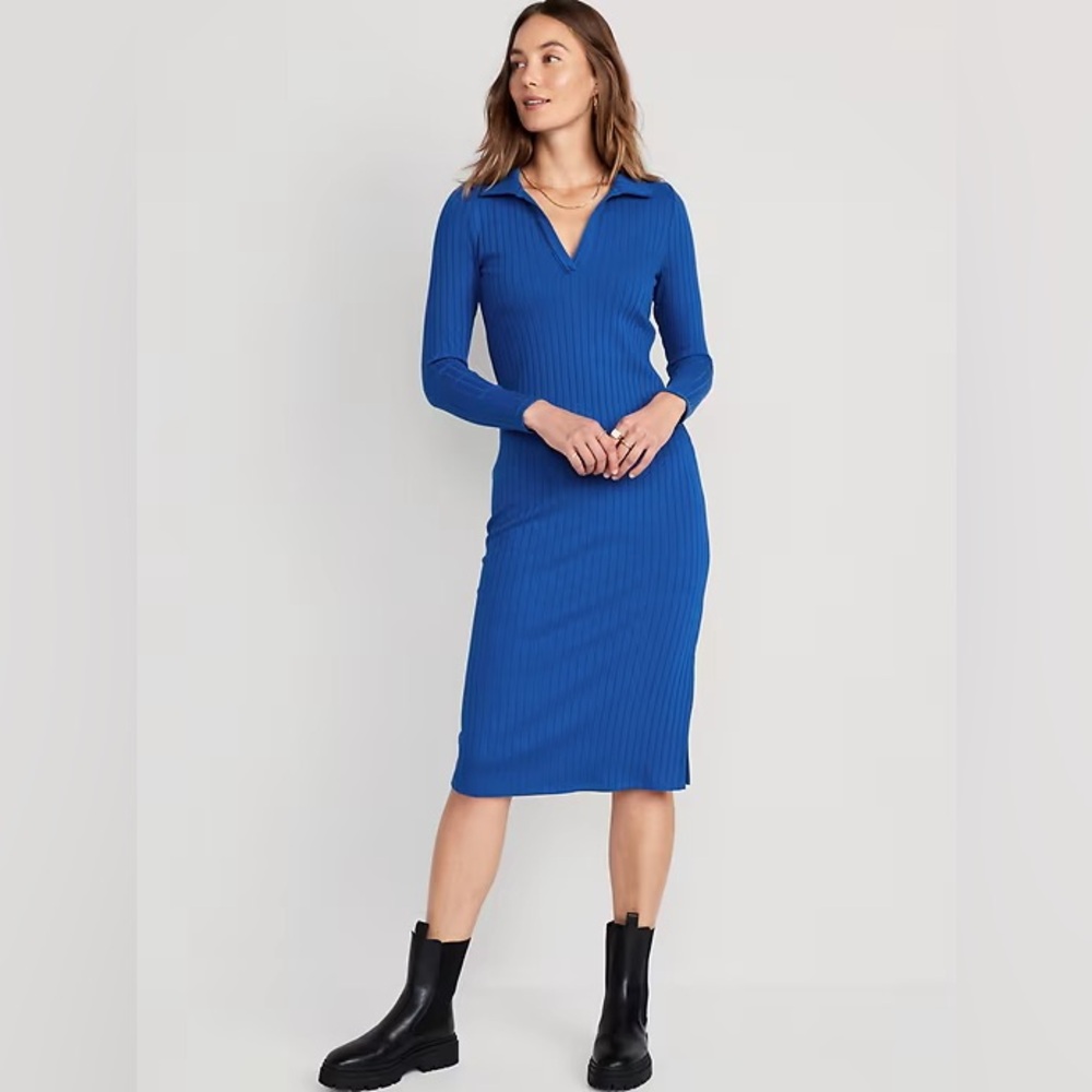 Royal blue knit polo dress